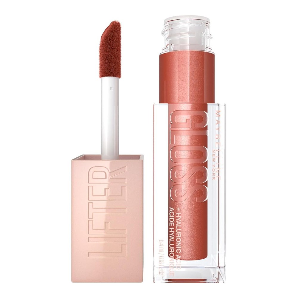 Maybelline Lifter Lip Gloss Hydrating Plumping Hyaluronic Acid 009 Topaz | Hydrating Gloss With Hyaluronic Acid, Creates Fuller-Looking Shiny Lips, Moisturised and Plumped, Non-Sticky Formula