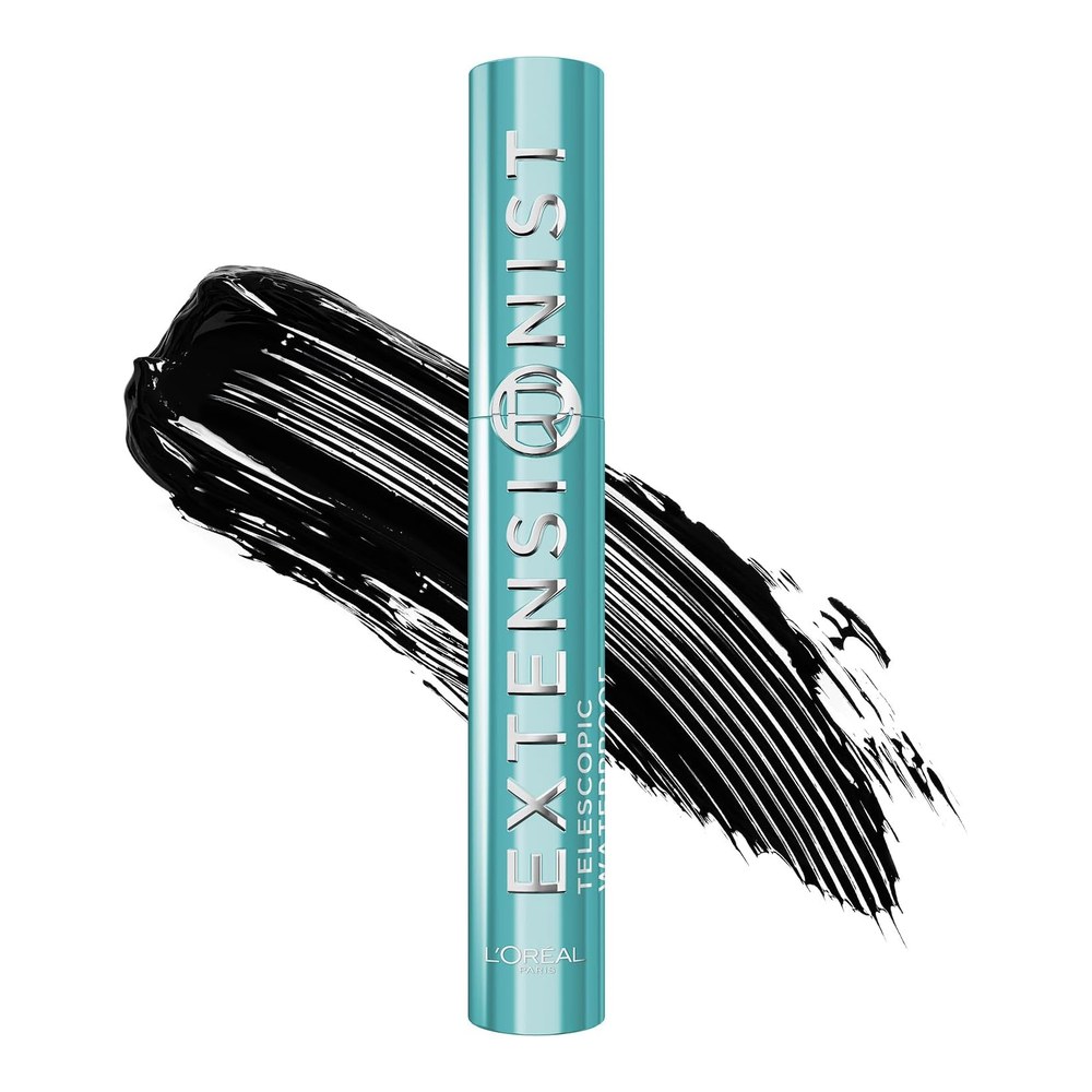 L'Oréal Paris Waterproof Mascara, Telescopic Extensionist in Black | Lengthening and Curling Mascara, Waterproof, Up To +5mm Closer To Your Brows*, Up To 24 Hour Wear, Black