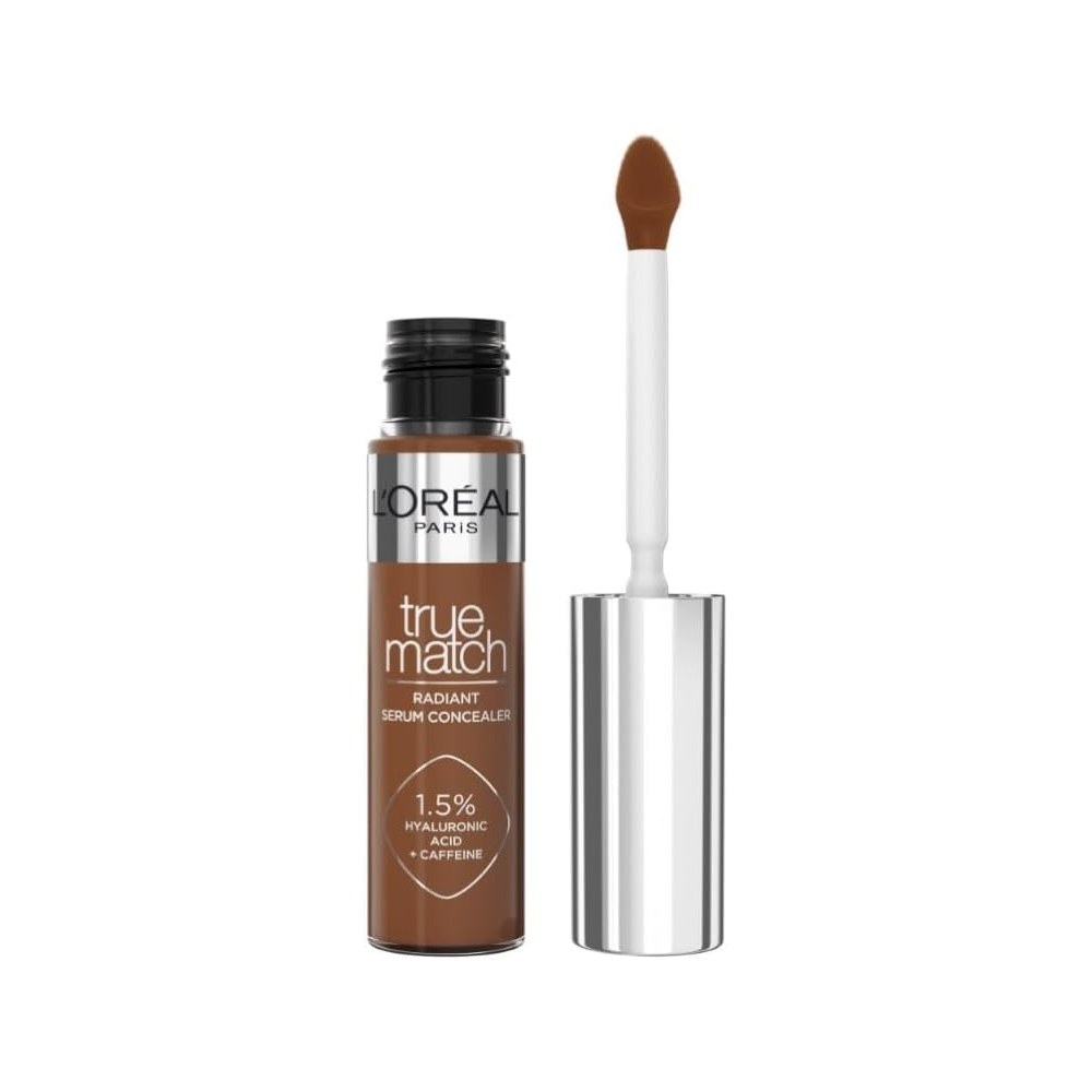 L'Oréal Paris True Match Serum Concealer, Medium Coverage, Radiant Finish, With 1.5% Hyaluronic Acid and Caffeine, Neutralises Dark Circles, Smooths & Replumps Skin, 24H Hydration, 12N