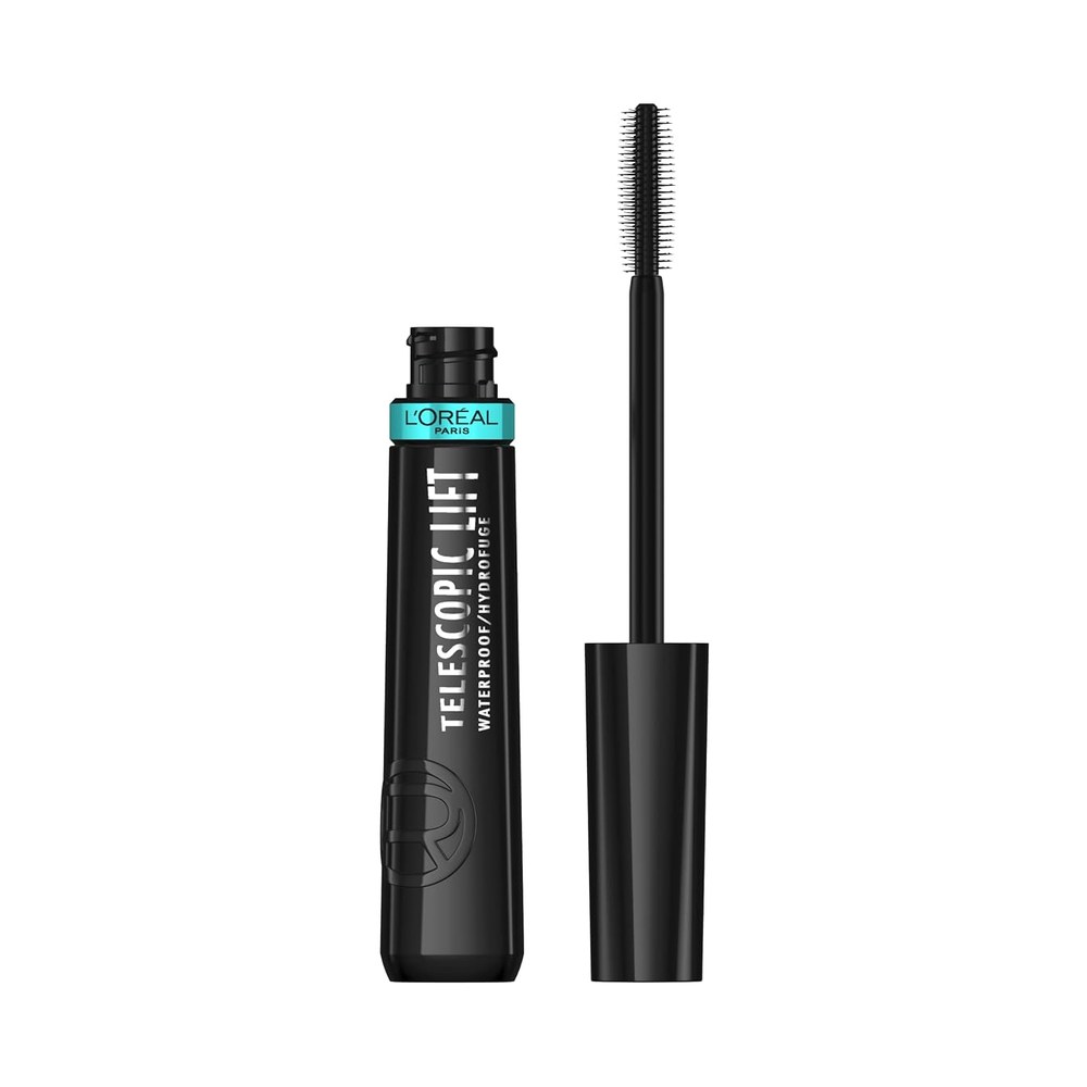 L'Oréal Paris Black Mascara Telescopic Lift, Lengthening and Waterproof | Specialized Formula, Resists Water, Resists Sweat, Resists Smudging, Visible Lash Length, Longer Looking Lashes