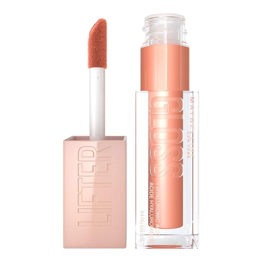 Maybelline Lifter Lip Gloss Hydrating Plumping Hyaluronic Acid 007 Amber | Hydrating Gloss With Hyaluronic Acid, Creates Fuller-Looking Shiny Lips, Moisturised and Plumped, Non-Sticky Formula