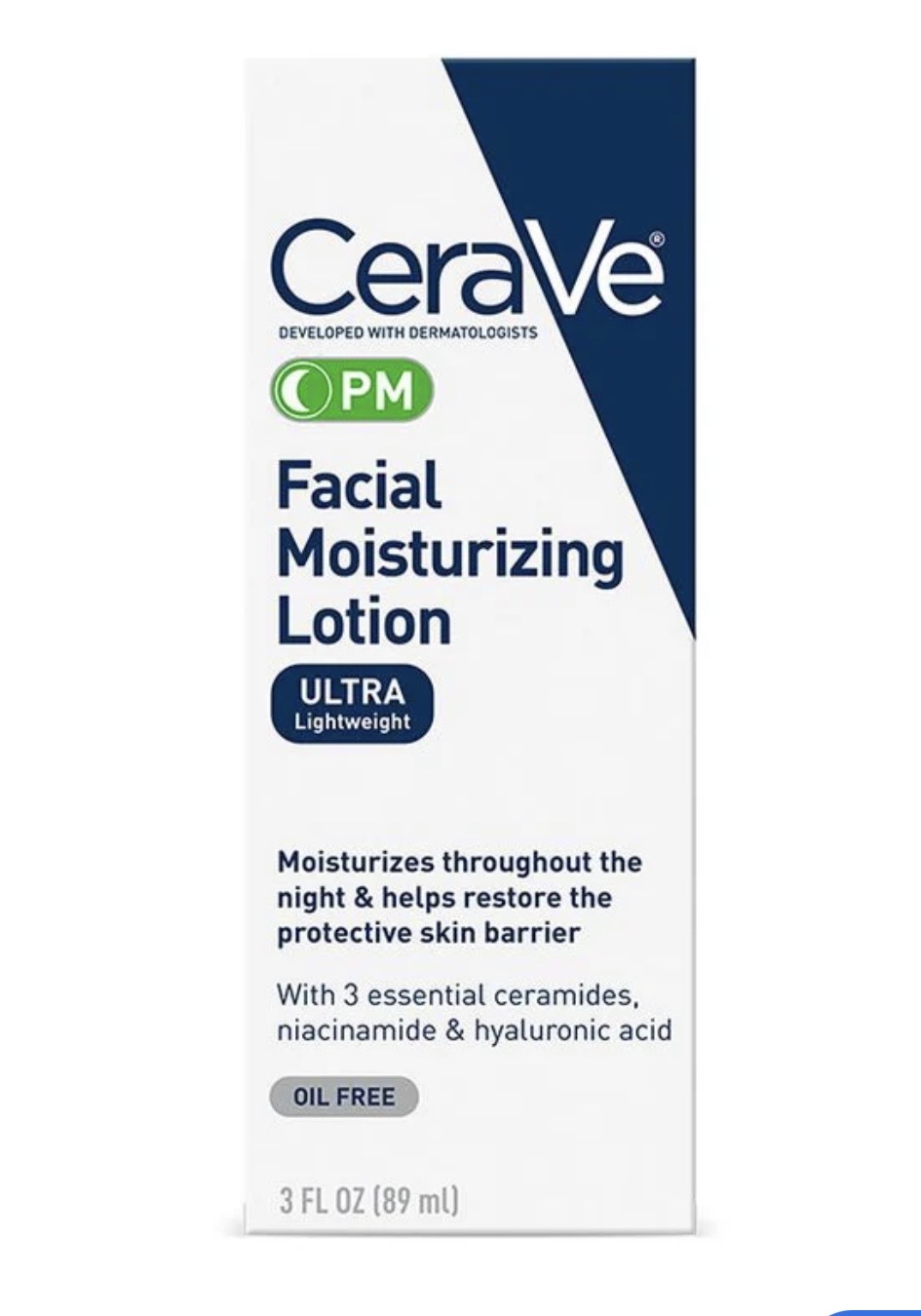 CeraVe Facial Moisturizing Lotion PM with Hyaluronic Acid & Ceramides 89ml UK