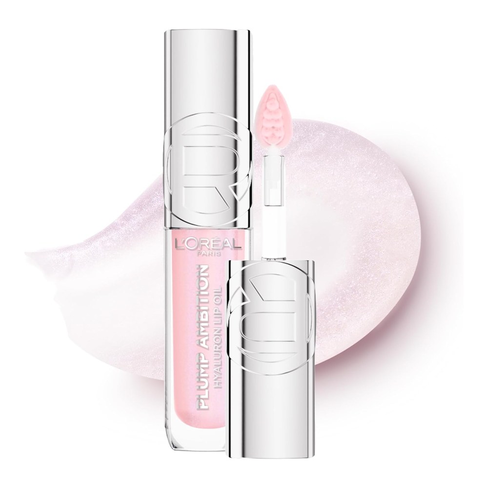 L'Oréal Paris Lip Oil Plump Ambition Glass-Like Finish 101 Crystal Clear | With Hyaluronic Acid, With Tripeptides, Smoother Lip Appearance, Plumper Lip Appearance, Non-Sticky Formula